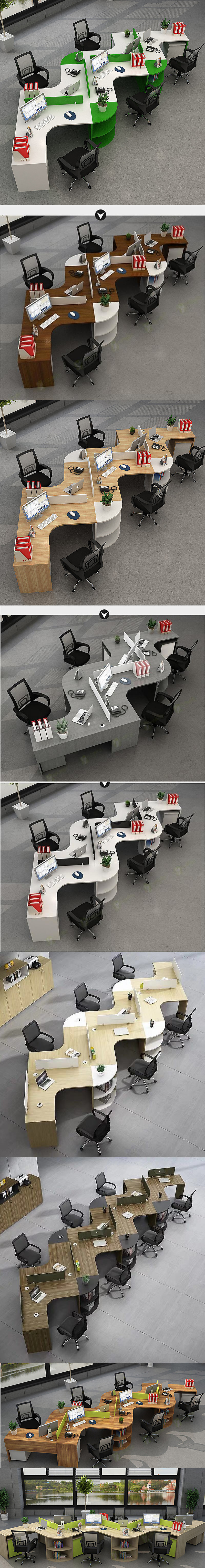 Modern Open Working Area Office Workstations with Customizable Desk and 2 / 4 / 6 Seats