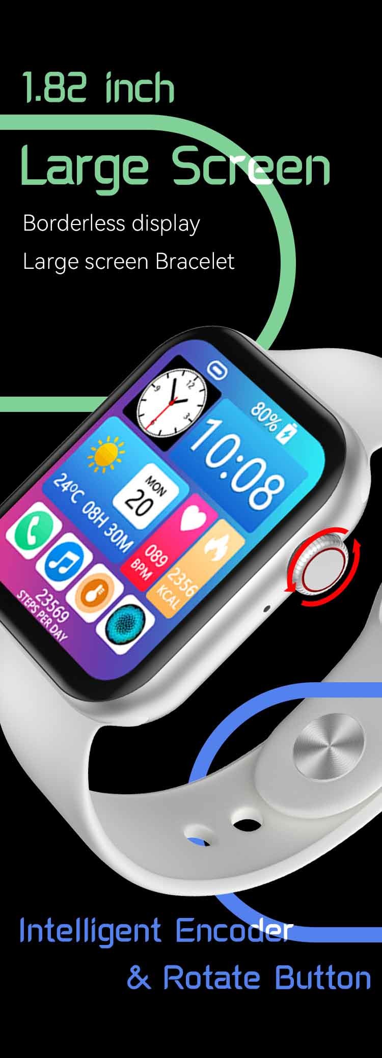 IPS Color Full touch Android Compatible Smartwatch 44mm