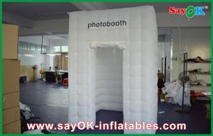 Inflatable Cube Tent 2.6m Height White Quadrate Strong Oxford Cloth Photobooth With LED Light