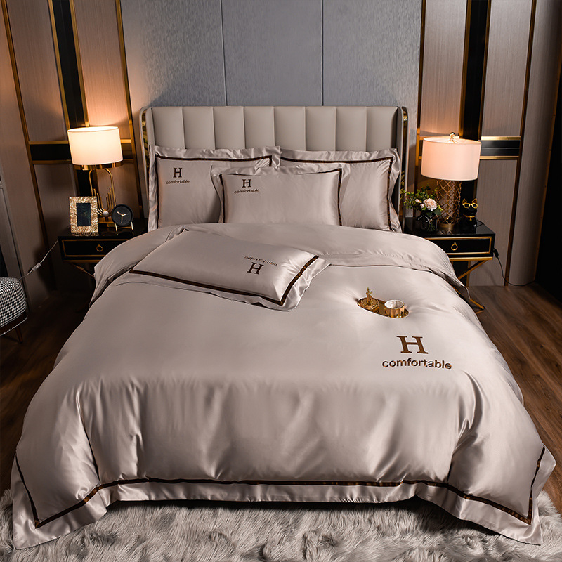 Home Hotel Wedding Luxury Solid Color Duvet Cover Sheet Pillowcase Bedding Set