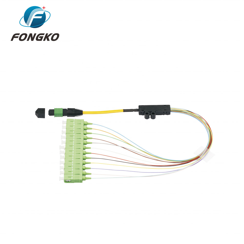 MPO-12 To SC LC Break Out Pigtail Patch Cord Fiber Optic FanOut Cable