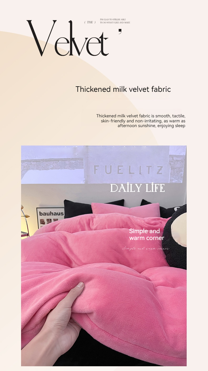 Thickened And Warm 4Pcs Set of High Weight Milk Velvet for Autumn And Winter Bedding