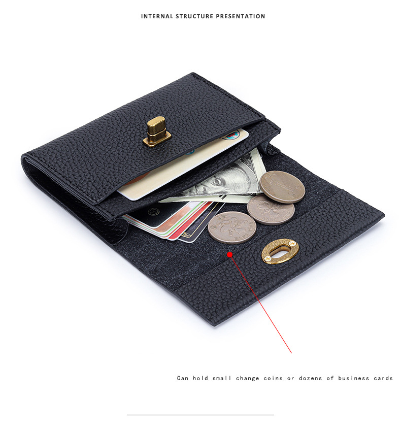 GENUINE LEATHER Small Card Short Layer Cowhide Business Card Multifunctional Niche Coin Purse