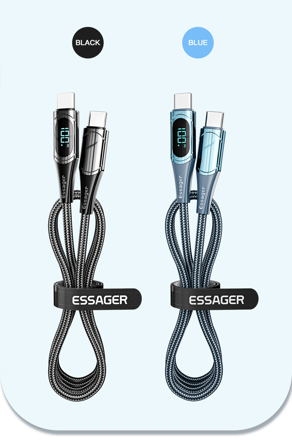 QC3.0 Usb C To C Cable Led Fast Charger Type C Cable 5a 100w