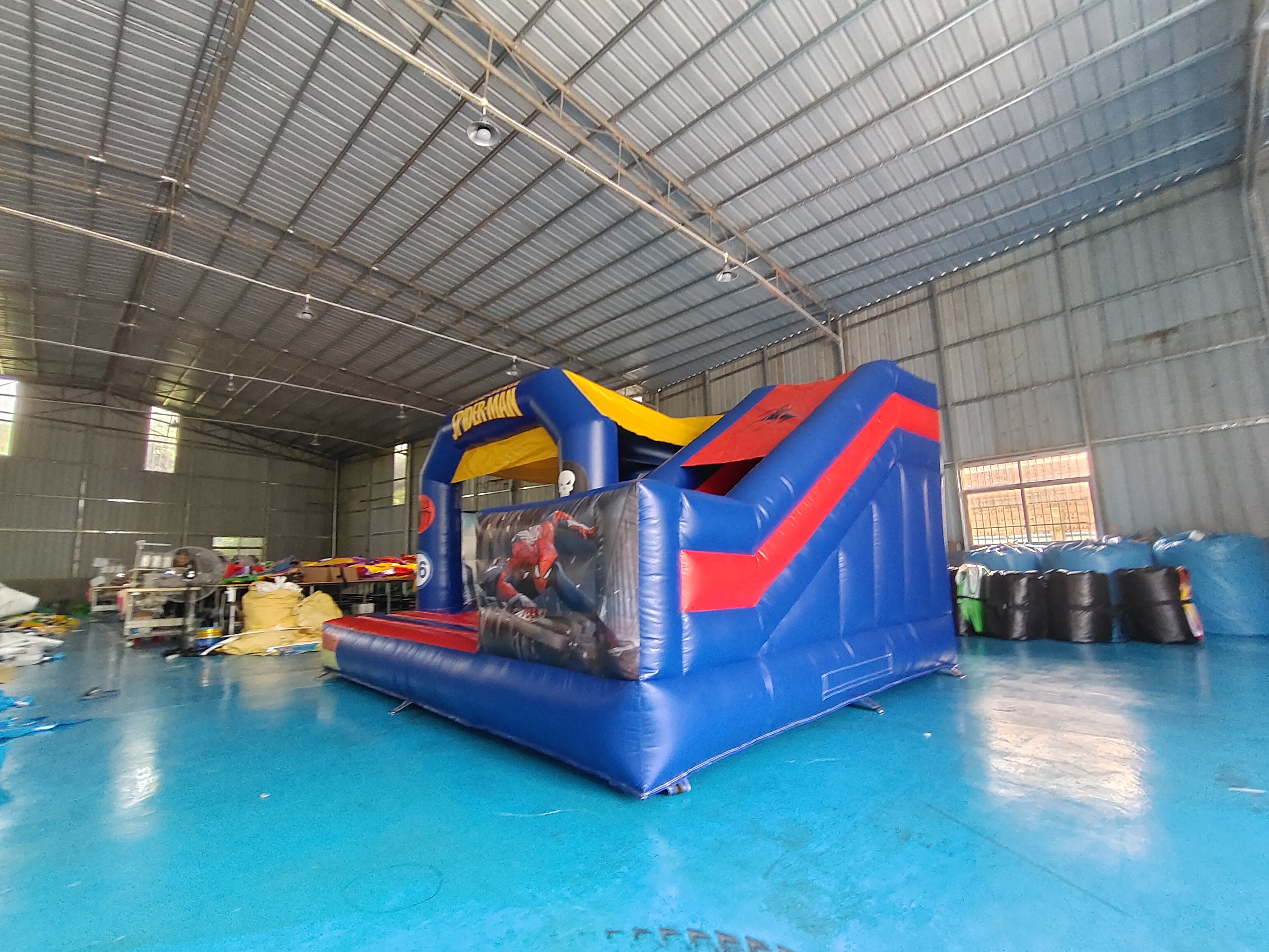Outdoor Bounce House Inflatable Bouncer Combo With Slide Hero Spiderman Cartoon Theme