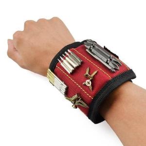  Hot Sale Polyester Strong Magnetic Wristband Portable Tool Bag Pouch Electrician Wrist Tool Screws Nails Drill Bits Holder Manufactures