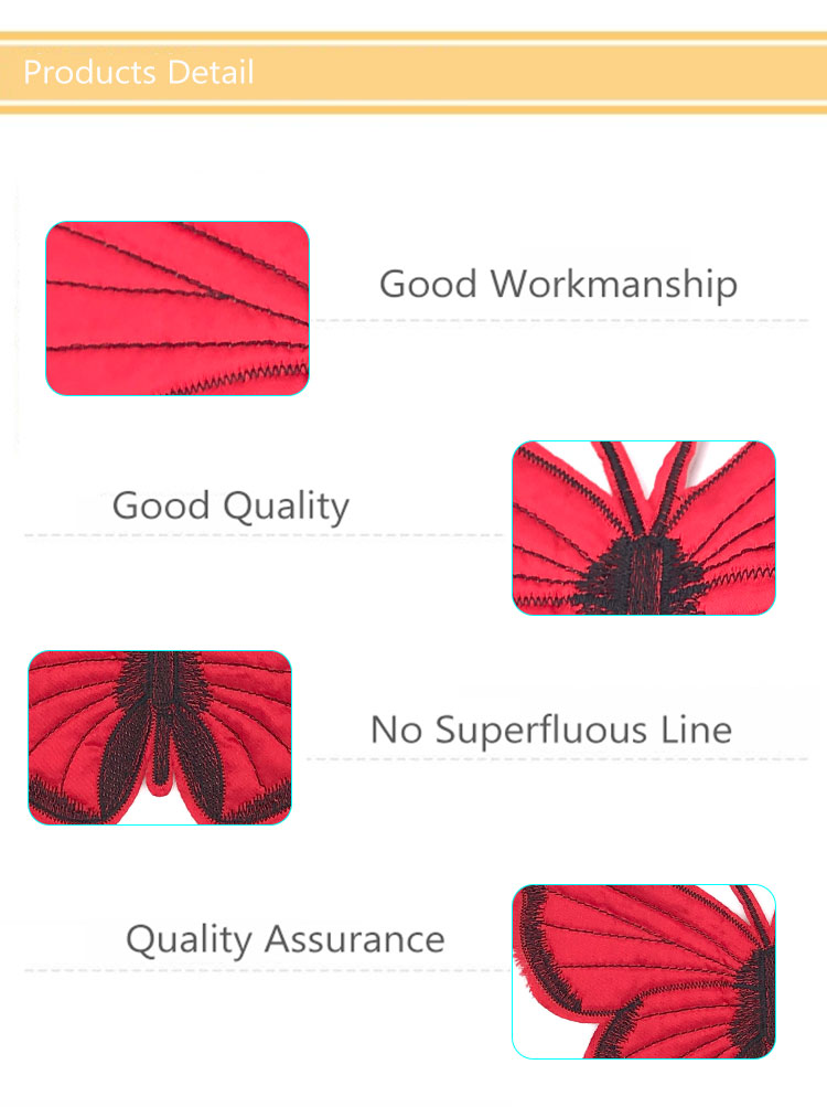 Red Butterfly Sew On Embroidered Patches Customized Size For Hats / Shoes