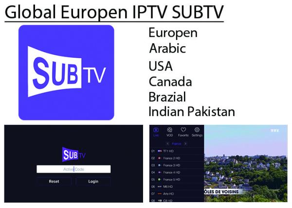 Subtv IPTV European Canada Brazil USA Indian Pakistan live tv channels table for