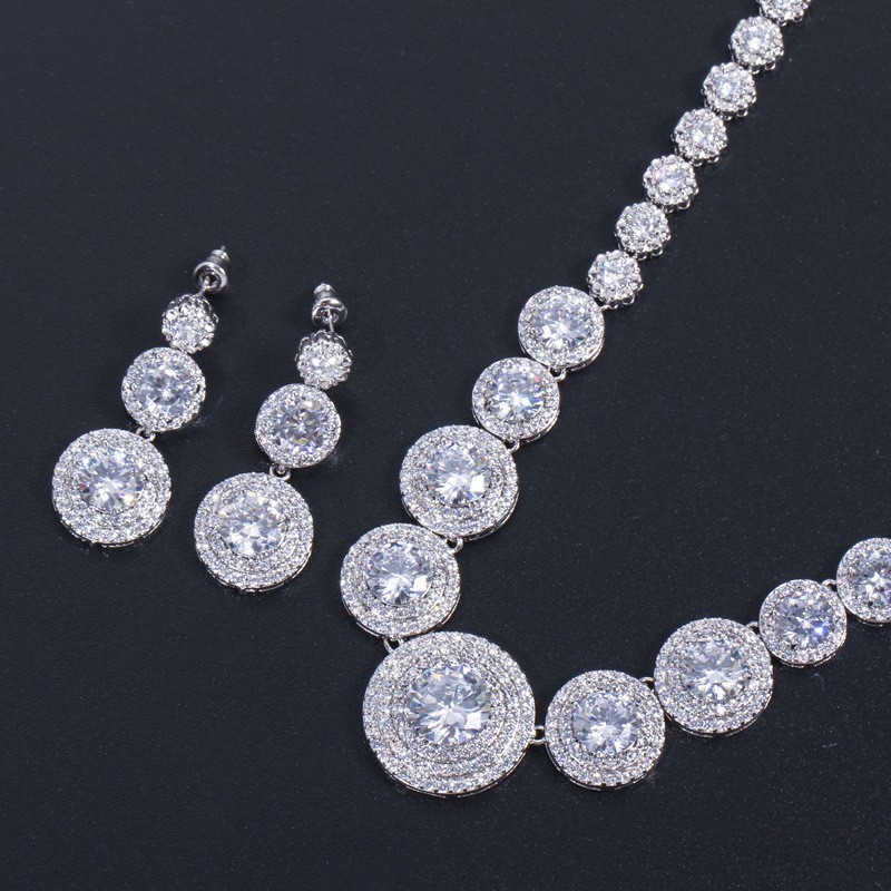 AAA CZ CZ Crystal Necklace Pendant Necklace Rhinestone CZ Jewelry Set Women Wedding Necklaces Jewelry for Gift