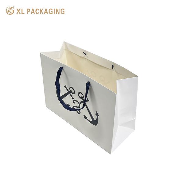 White Paper Packaging Bags Gold Foil Kraft Paper Clothes Shoes Shopping Bag With