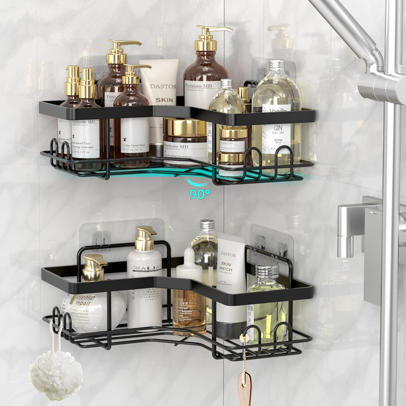 Waterproof Rustproof Wall-mounted Strong Adhesive Shower Organizer Shelf for Bathroom, Dorm and Kitchen
