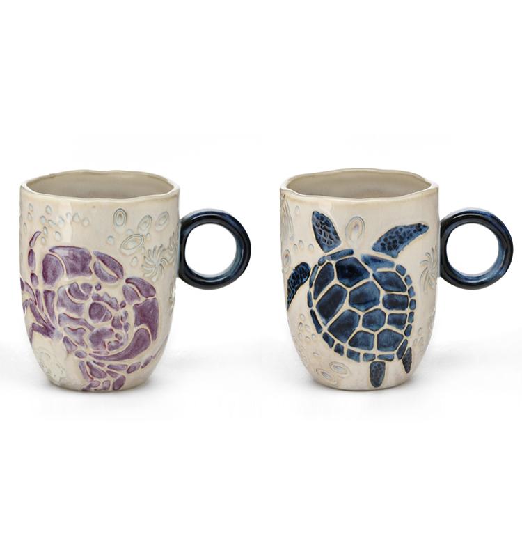Animal Pattern Decoration Ceramic Mug Cup Cute Handmade Mugs Hand Built Cups