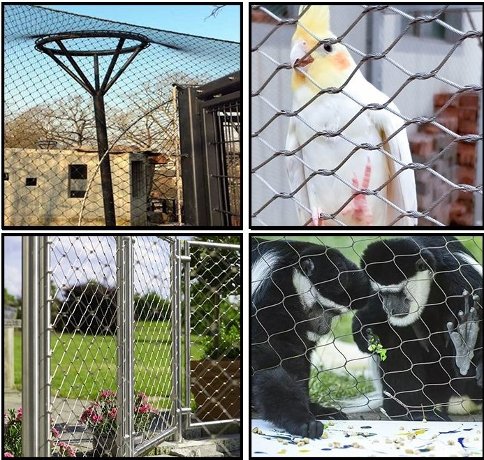Lightweight High Strength 304 316 Stainless Steel Wire Rope Mesh For Zoo Fence