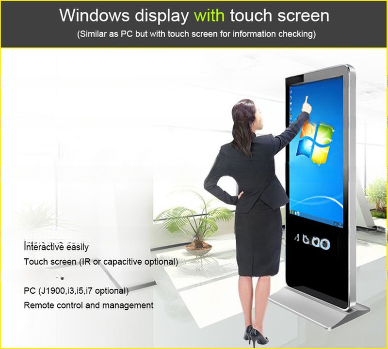 43" inch floor standing touchscreen display with Android Linux Win10/11 OS all-in-one PC