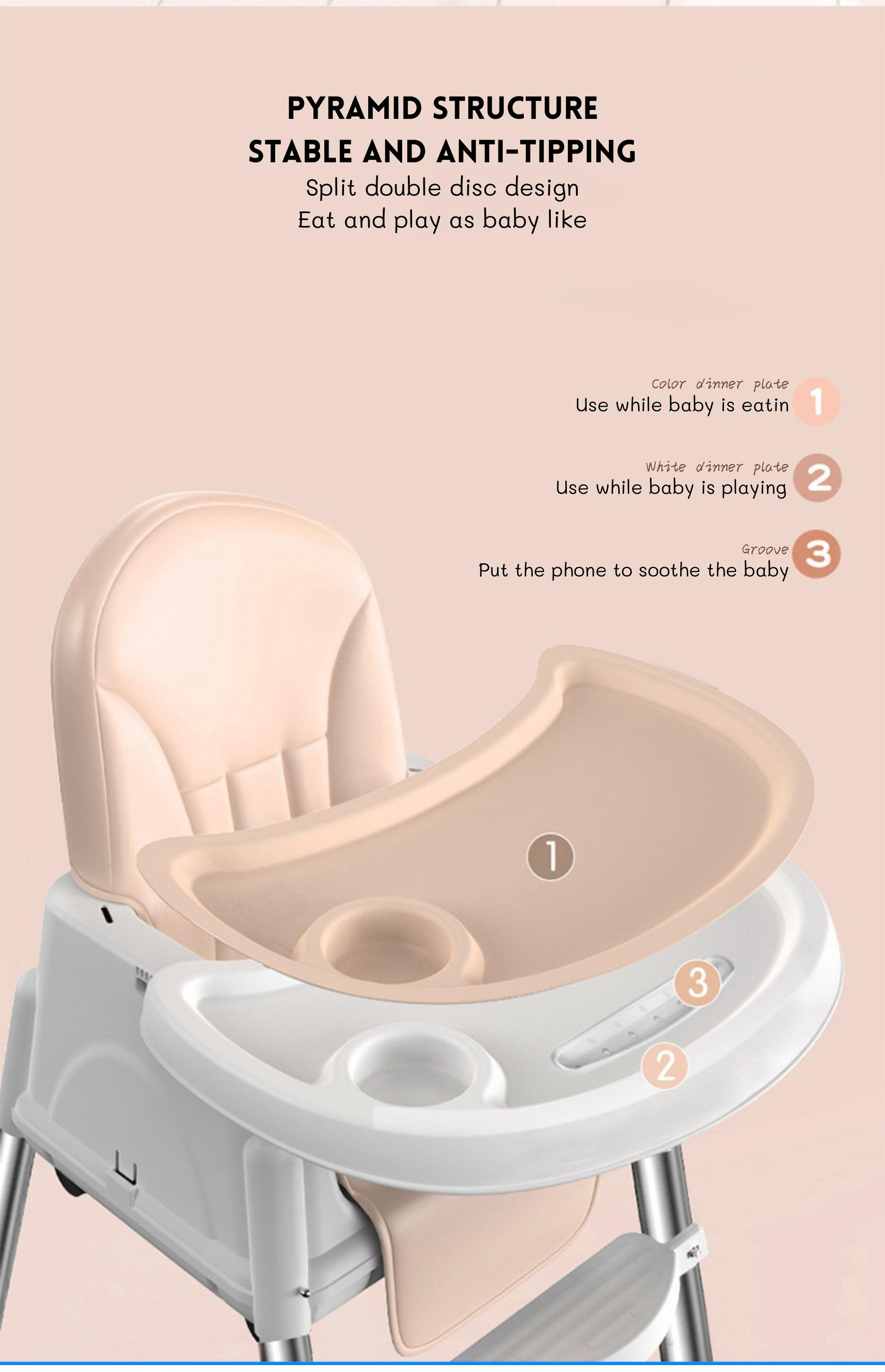 Anti Fall Folding Baby Dining Chair 65*54*54cm Easy Installation