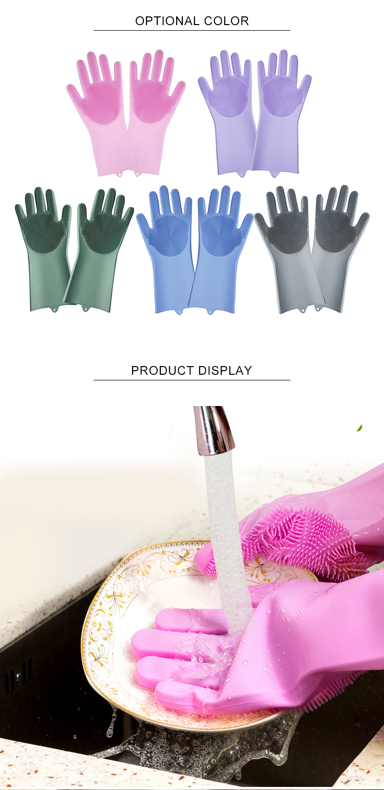 Heat Resistant Custom Waterproof Silicone Dishwashing Gloves For Kitchen