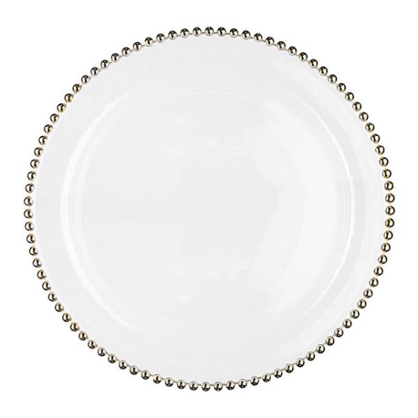 Pearl Round Gold Decoration Glass Charger Plate for Wedding Dinnerware Glass