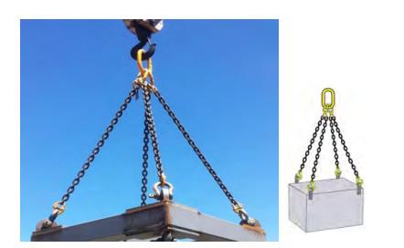 DNV 2.7-1 Type Wire Rope Lifting Sling Assembly, 4 Leg Wire Rope Sling 12.5
