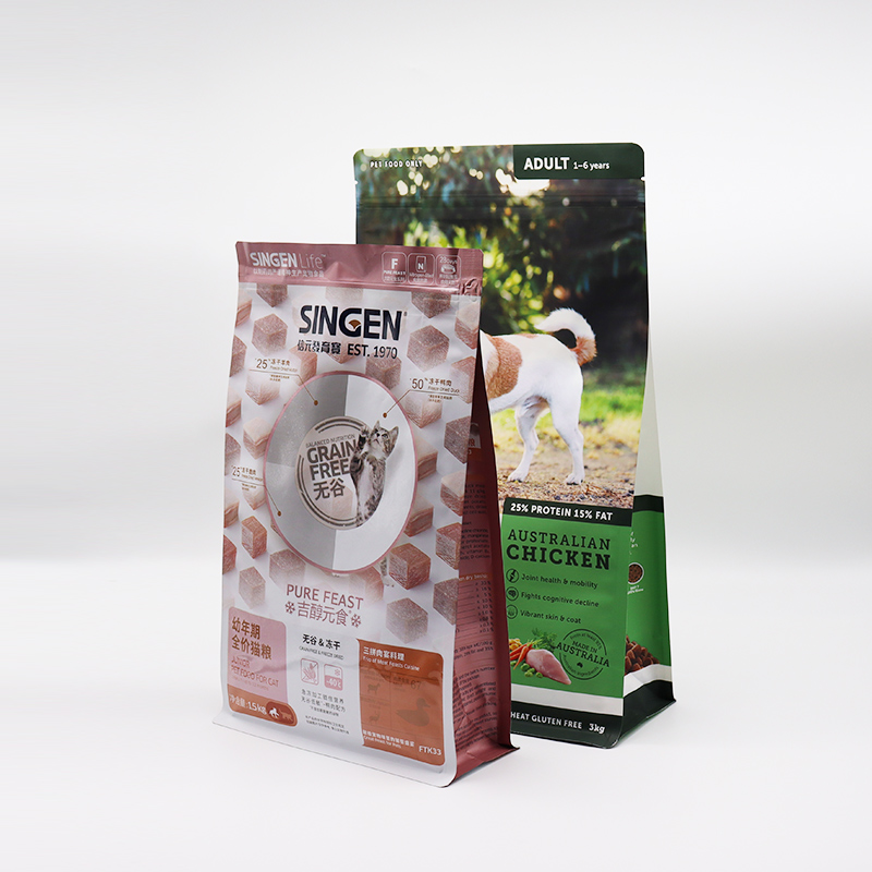 Custom Printing Flat Bottom Laminated Food Packaging Poly Resealable Zipper Pouches