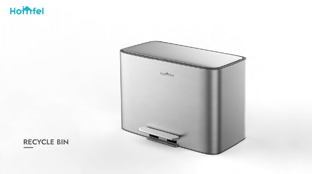 Home Kitchen Stainless Steel Foot Pedal Waste Bin 56L Capacity Soft Close Inner Bucket