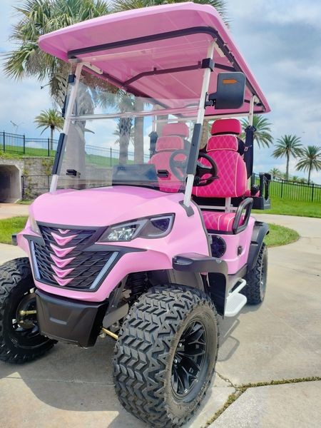 Custom Pink Off Road Lithium 72V Luxury Utility Hunting Golf Cart 4 Seater