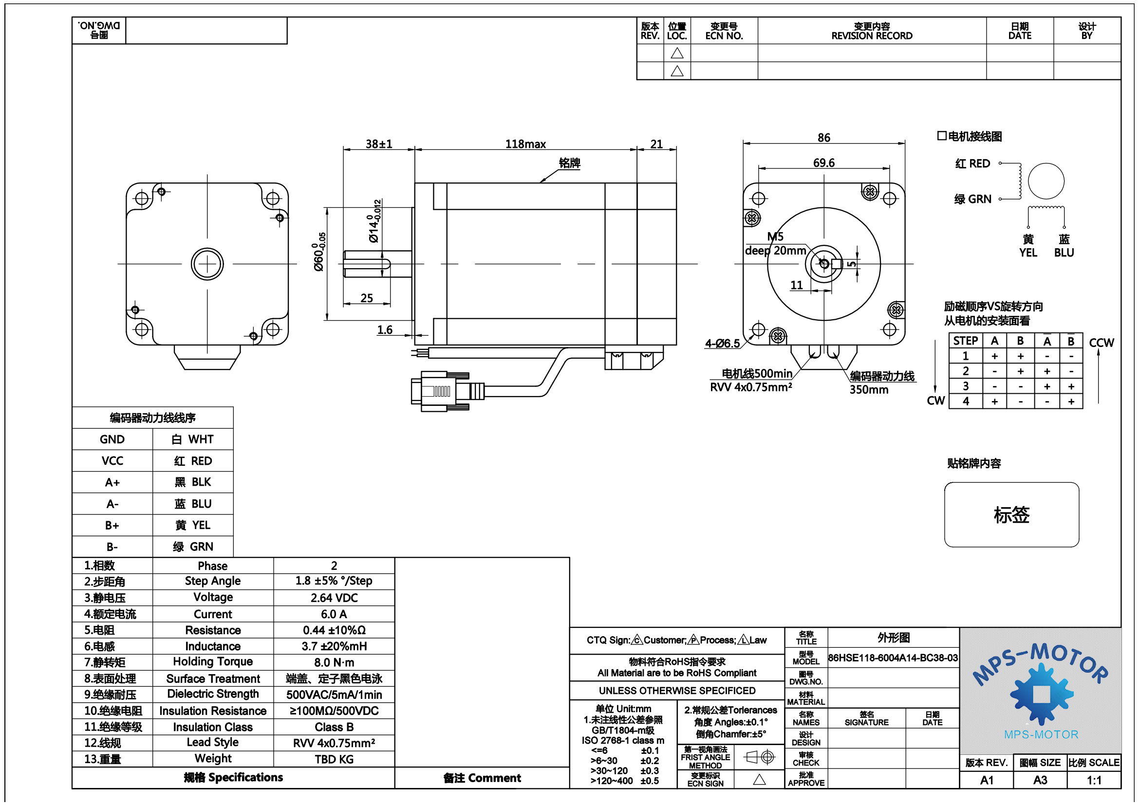 Robort Arm Closed Loop Stepper Motor 86HSE8N 8.5N.M 6.0A 5.5V 4.5mH Inductance HSS86 Driver Blue Type