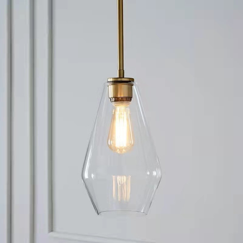 JYLIGHTING Nordic Modern Cafe Ceiling Lighting Fixture Hand Blown Cylindrical Clear Glass Chandelier Pendant Light For Living Room Bedroom Modern