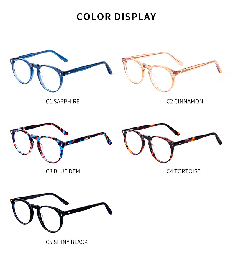 Colorful Acetate Round Optical Frame Glasses Eyeglasses Vintage Tortoiseshell