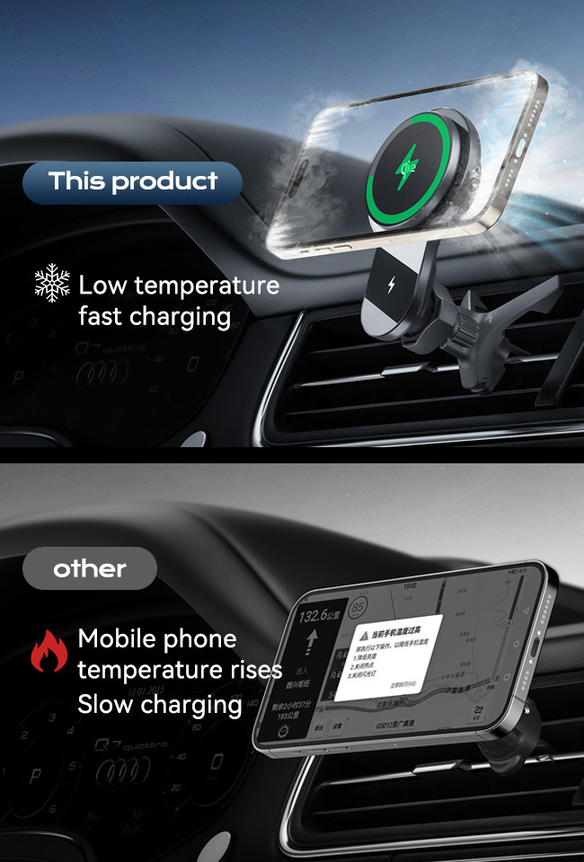 Wireless Charging Car Phone Holder Ultra-Thin Fan Cooling Fast Charging Car Phone Holder With Strong Magnetic Stability
