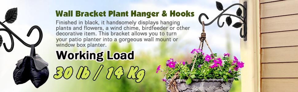 Carbon Steel Wall-Mounted Gardening Bracket Hook for Hanging Baskets and Bird Feeders