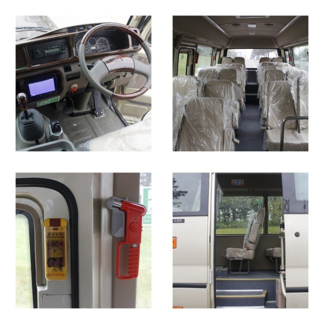 19 Seats Cummins Diesel Engine Coaster Buses 6m with Leaf Spring Front Engine