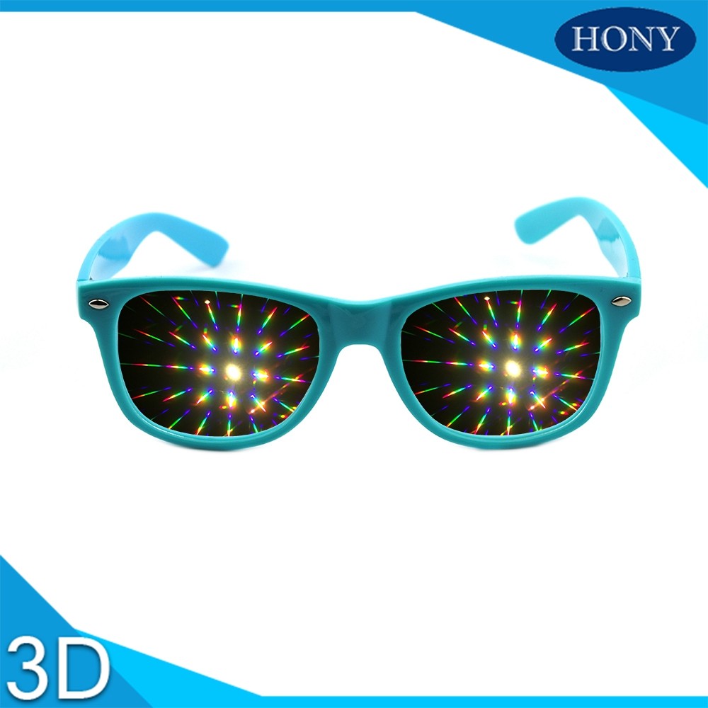  Style 3D Prism Rave Hard Plastic Diffraction Glasses, Fireworks Glasses,13500 Light Gratings Rainbow Glasses