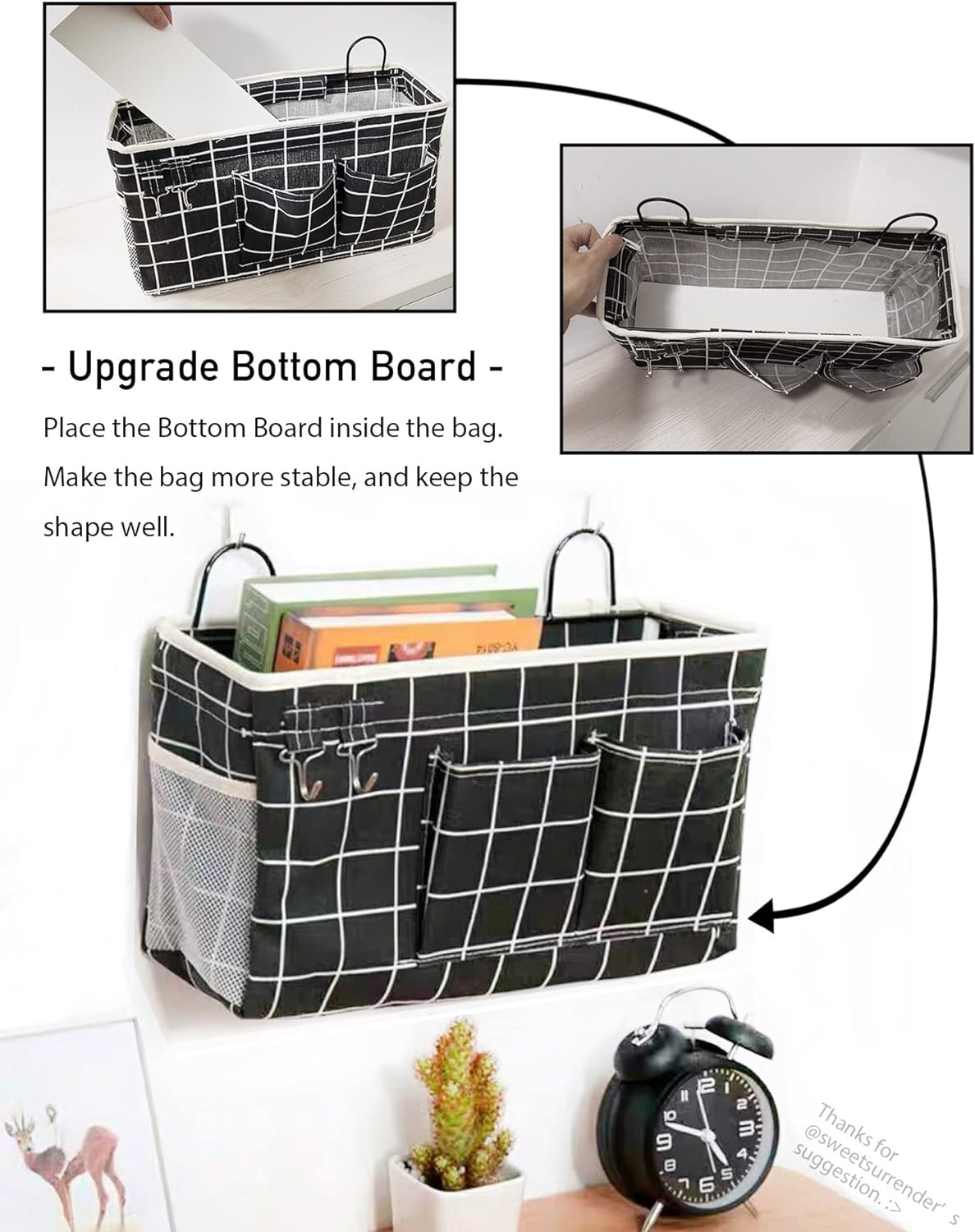2PCS HANGING BASKETS FOR ORGANIZING,FABRIC WALL STORAGE BASKET,WALL ORGANIZER FOR CLOSET,KITCHEN, BEDROOM, OFFICE,