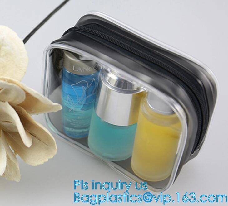 Cosmetic/ Makeup/ Toiletry Clear PVC Travel Wash Bag with handle, Cosmetic Gift Bags Tote Travel Makeup Bag for Zipper