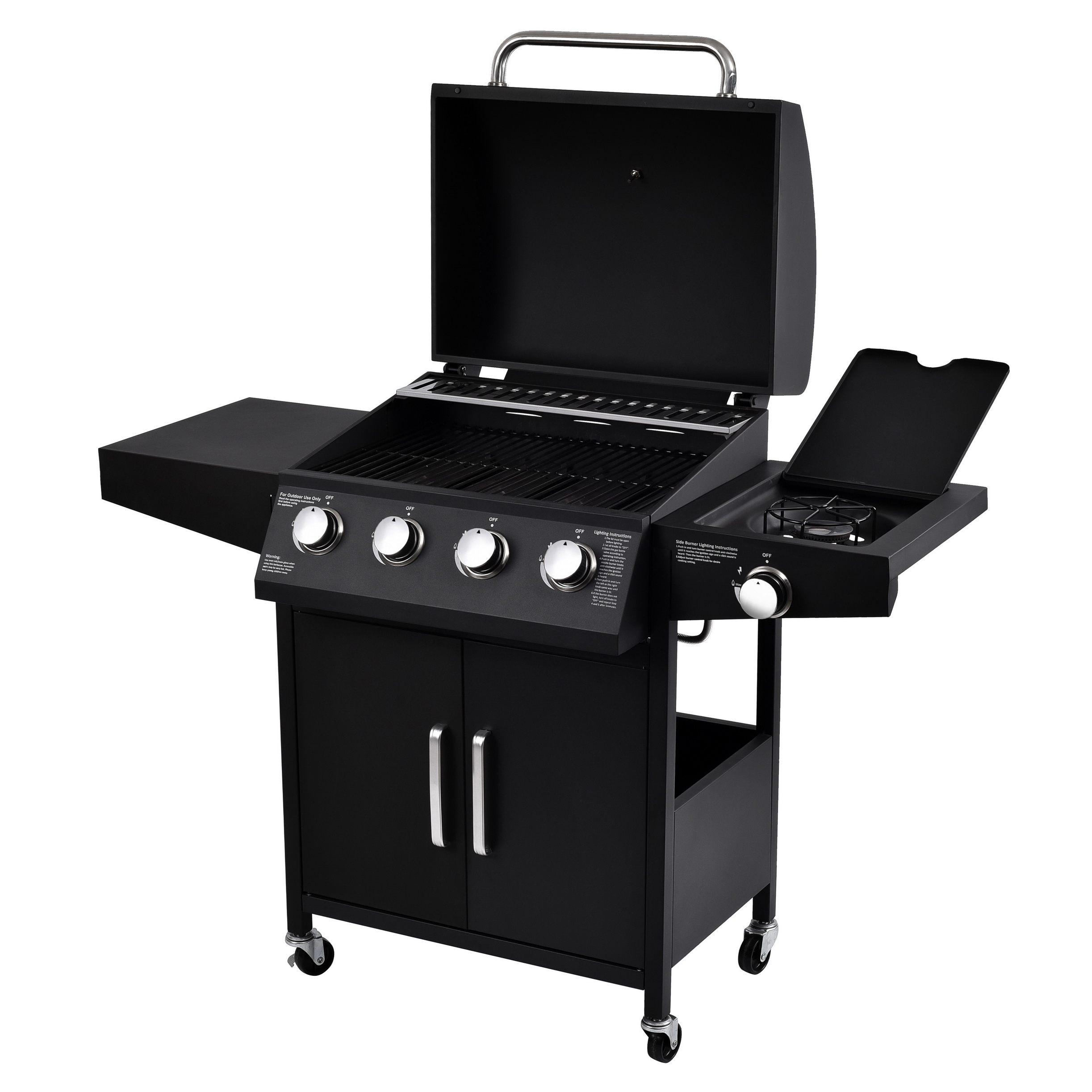 430SS Warming Grid 4 1 Burners Stainless Steel Gas BBQ Grill for Modern Style Cooking
