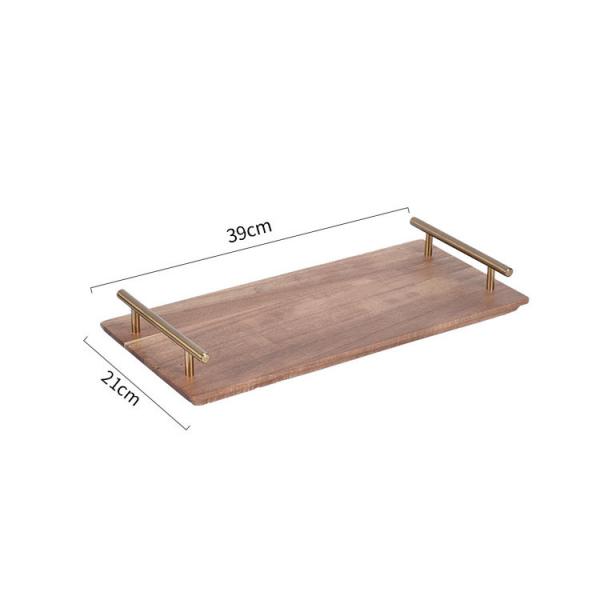 Wooden Serving Tray with Metal Handles, Stylish Farmhouse Decor Serving Platters