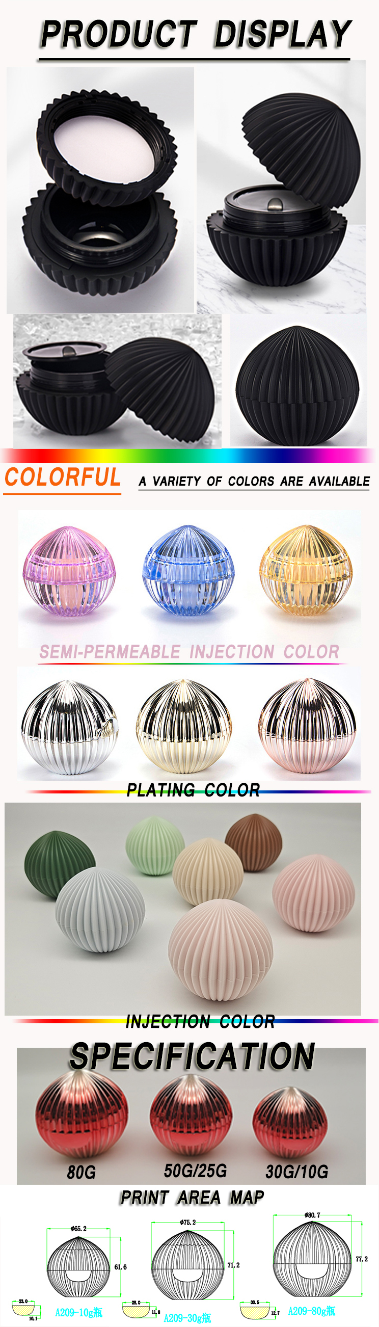 Luxury Plastic Cosmetic Jars 10g 25g 30g 50g 75g Eye Cream Containers Base Material ABS