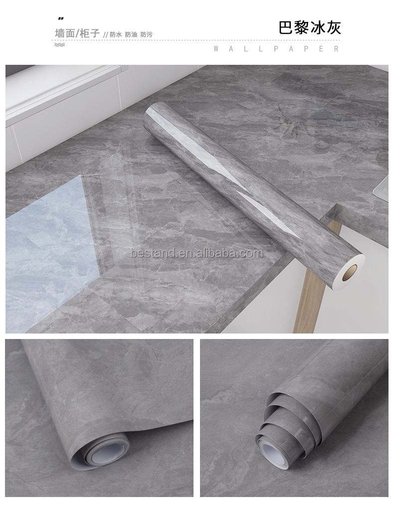 Waterproof Marble Wall Sticker Wallpaper Modern Design Style Thicken Peel Off Self Adhesive Kitchen Counter Top Removable