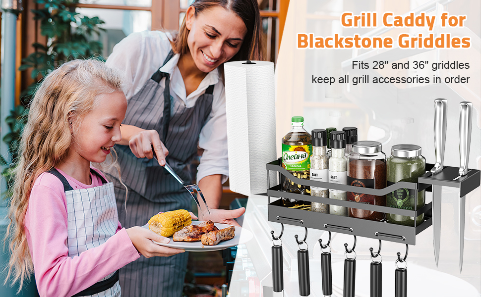 Outdoor Grill Caddy Space Saving BBQ Accessories Storage Box Tool Holder Clamp Mount Griddle Caddy