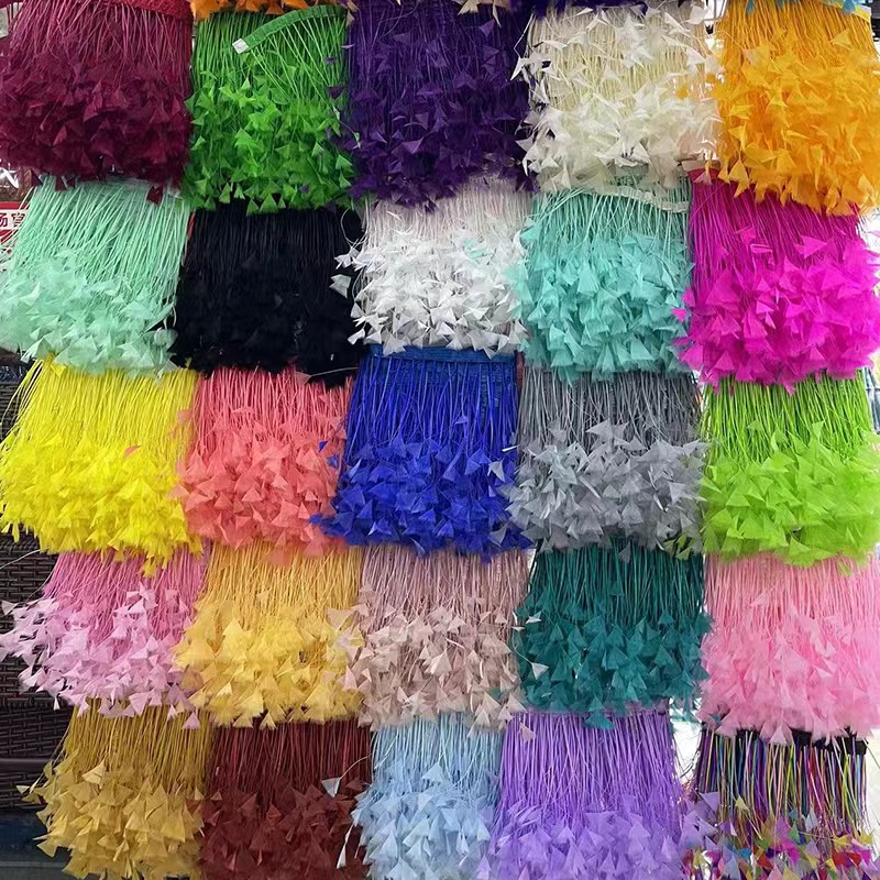4-6 inch Goose Feather Fringe Trim with Satin Ribbon Tapes Ideal and Quick Shipping