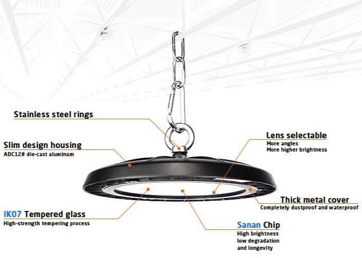 Waterproof 5000K 359.5*359.5*52mm 200w LED High Bay Lights