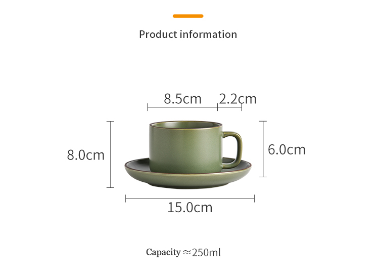 Nordic Design Style Handmade Ceramic Coffee Mug And Saucer Set For Sustainable Office