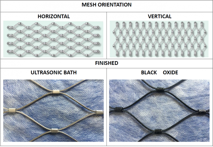 316 Stainless Steel Wire Rope Mesh  Diamond Shape Ferrule Rope Mesh