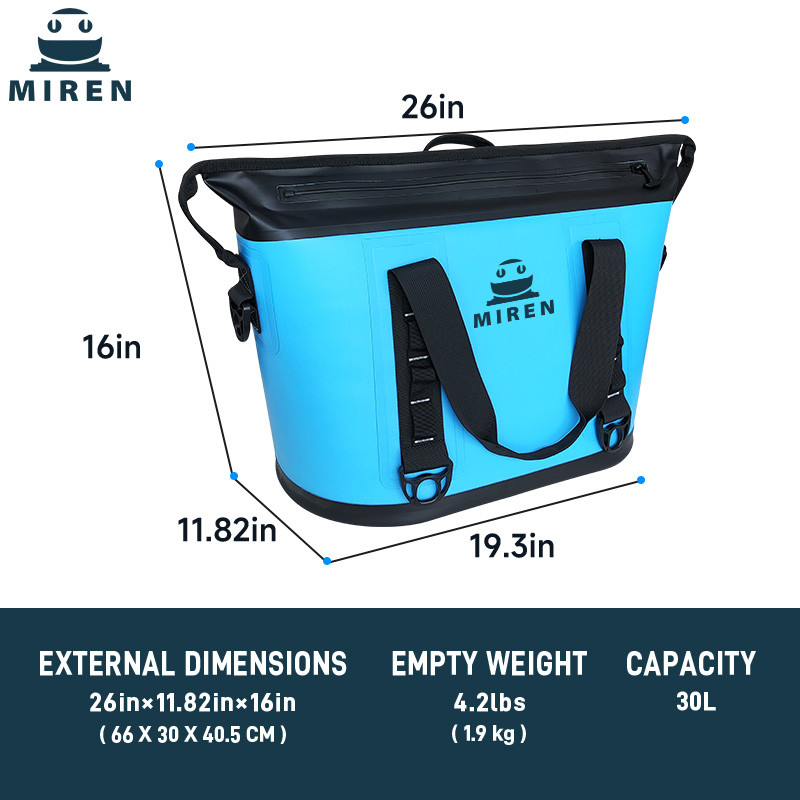 Customisable 30L Blue Leak-Proof Insulated Soft Cooler Bag For Outdoor Picnics