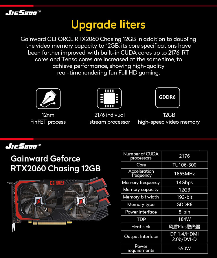 RTX2060 12G Computer Desktop Graphics Card Chasing Edition Turing Light