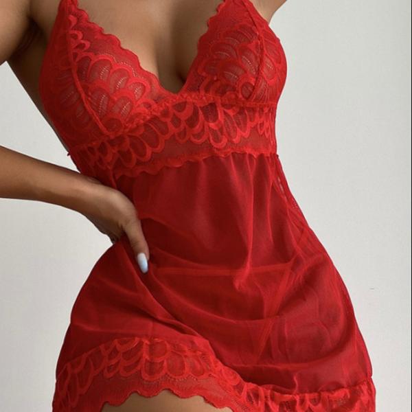 Deep V Transparent Leopard Sling Nightdress Erotic Women Underwear Sexy Lace