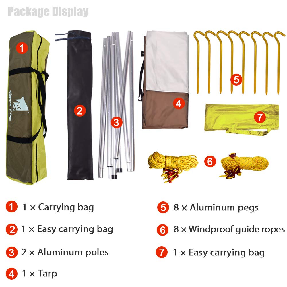 Silver Coated Polyester 8 Persons Camping Sun Canopy
