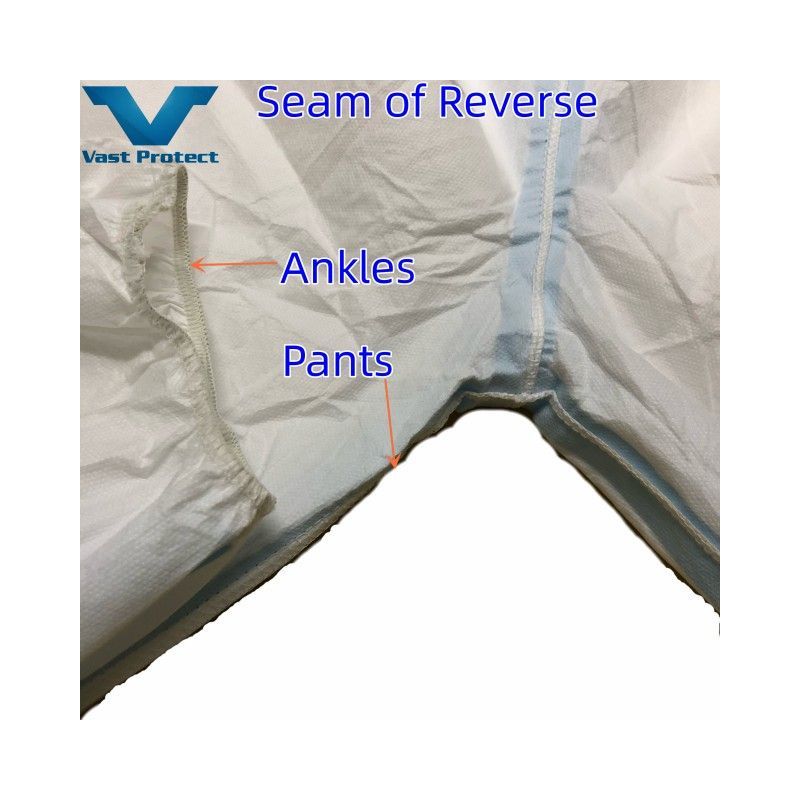 White Breathable Anti-Static Disposable Microporous Coverall with Sealed Seam