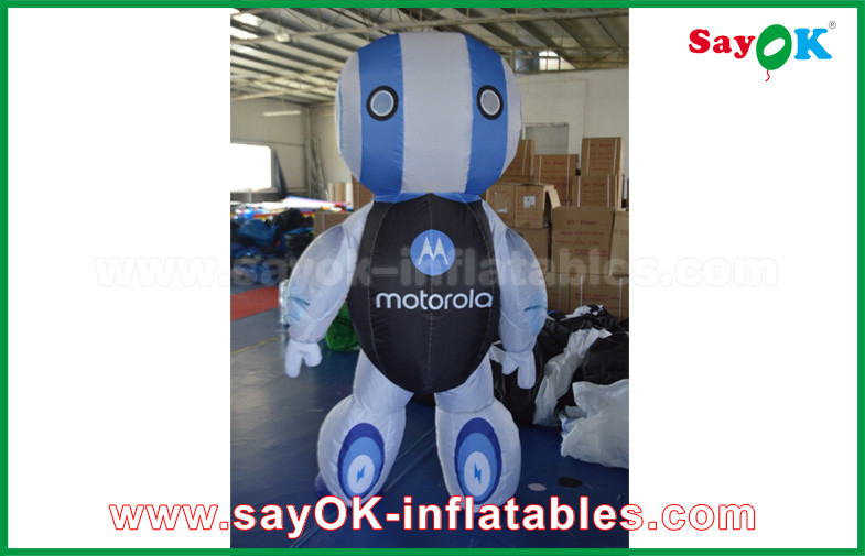 Custom 2mH Oxford Cloth Robot Custom Inflatable Products Blue For Advertising