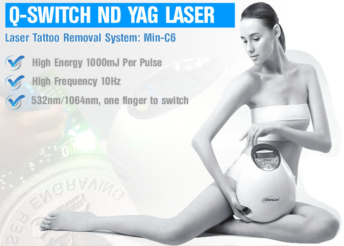 1064nm Q Switch Laser Tattoo Removal Machine , ND Yag Laser For Hair Removal